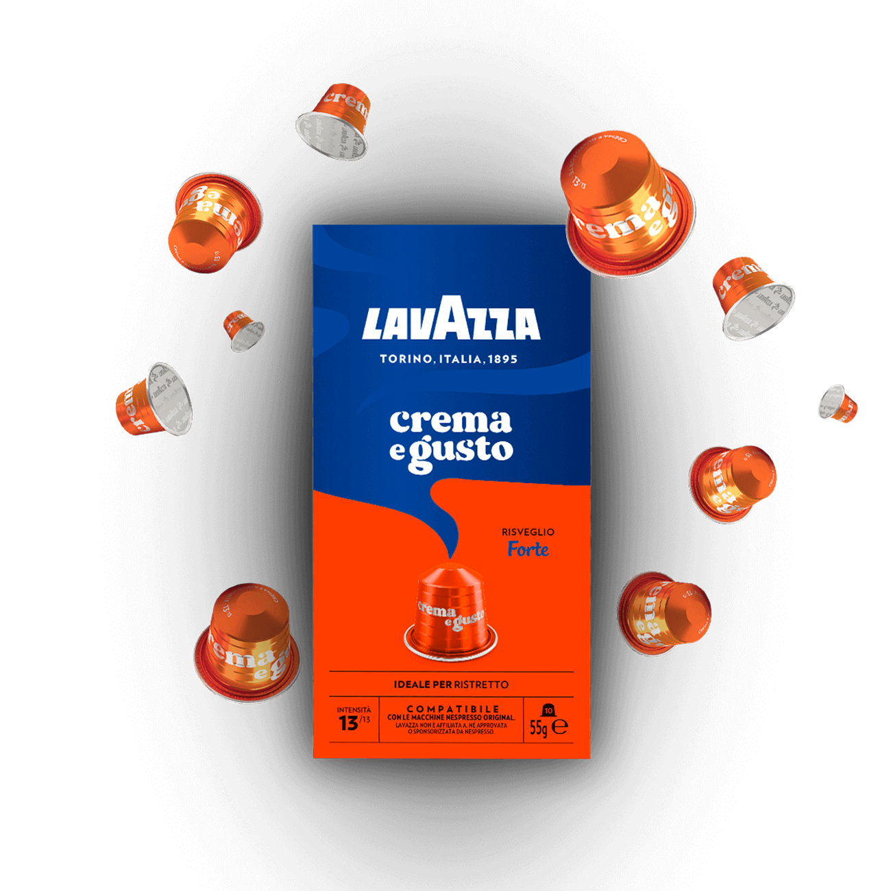 Capsule Crema e Gusto Forte – Compatible Nespresso® – 10 Capsules – Lavazza